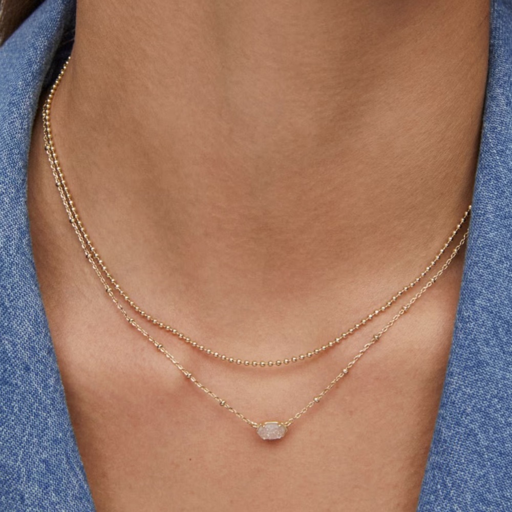 Emilie Gold Multi Strand Necklace in Iridescent Drusy
